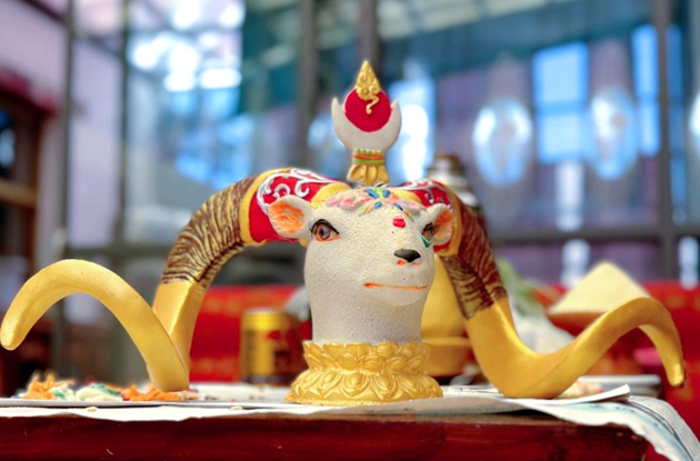准备五彩羊头迎接新年。