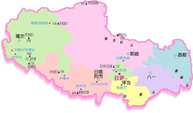 西藏行政地图