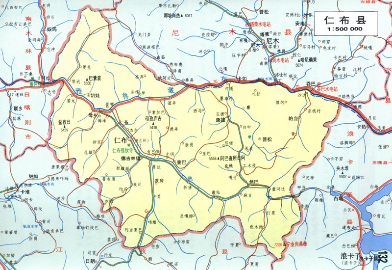 日喀则仁布县地图